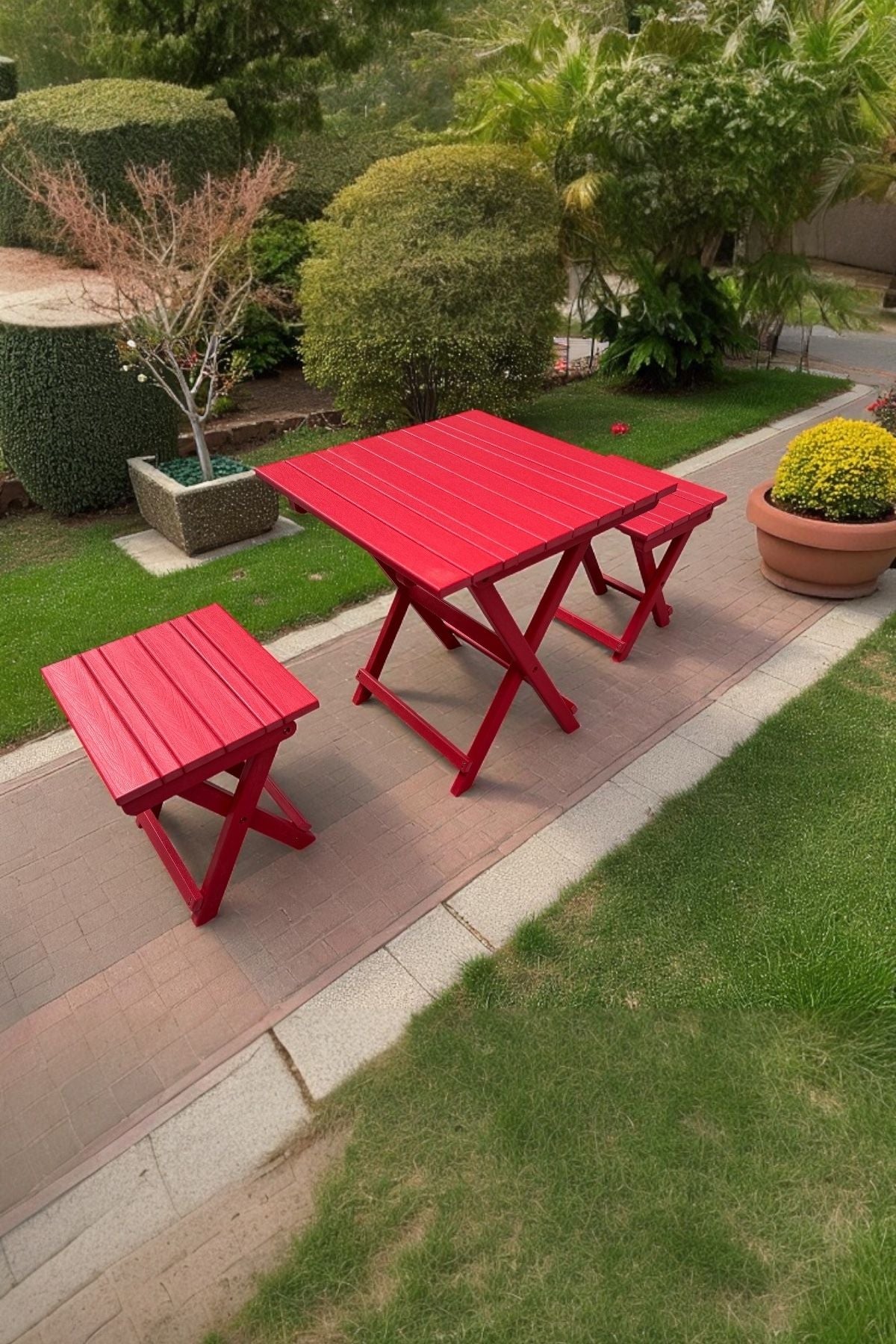 2+1 Folding Garden Set Red Bera Design
