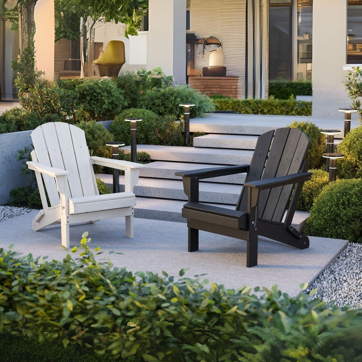 Classic Folding Adirondack Chair Black Bera Design