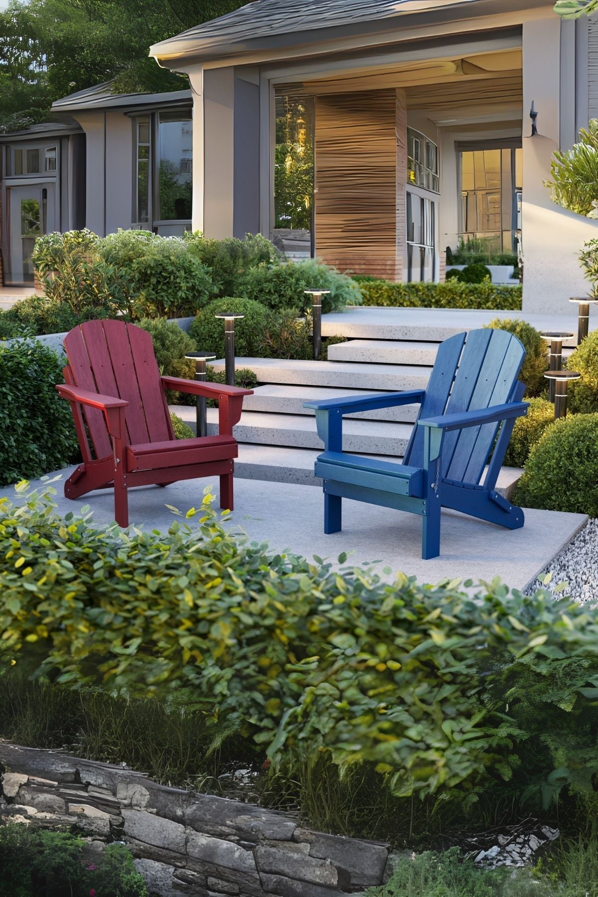 Classic Folding Adirondack Chair Red Bera Design