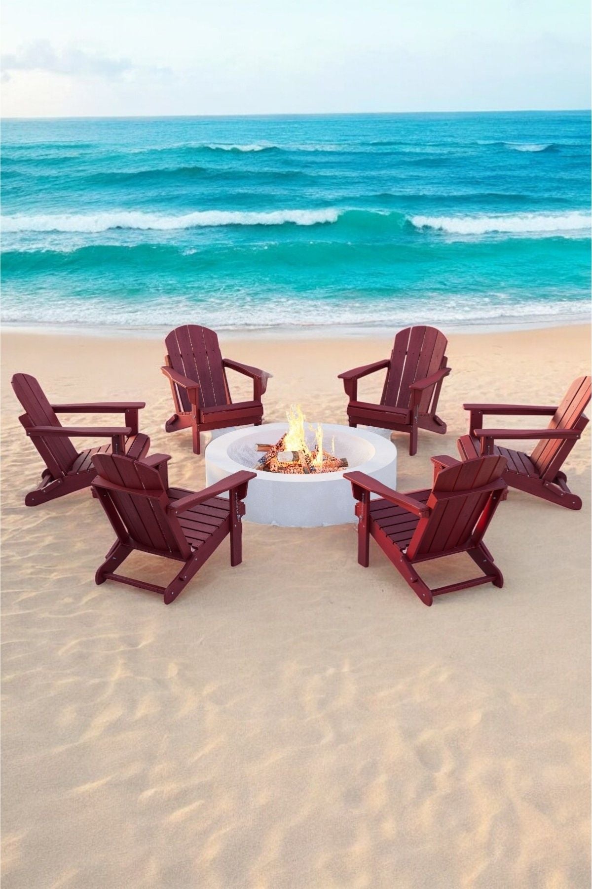 Classic Folding Adirondack Chair Red Bera Design