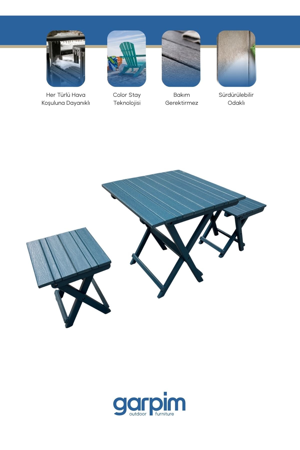 2+1 Folding Garden Set Blue Bera Design