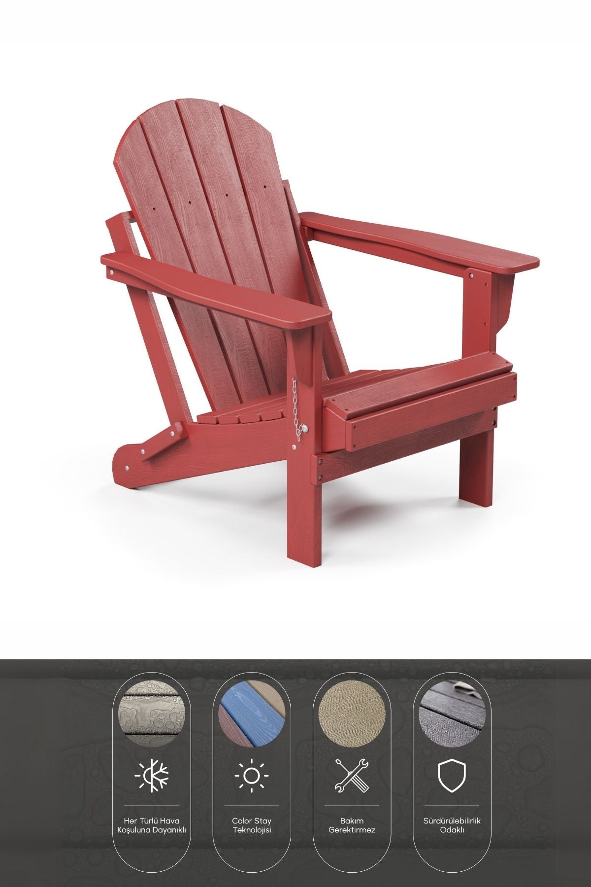 Classic Folding Adirondack Chair Red Bera Design