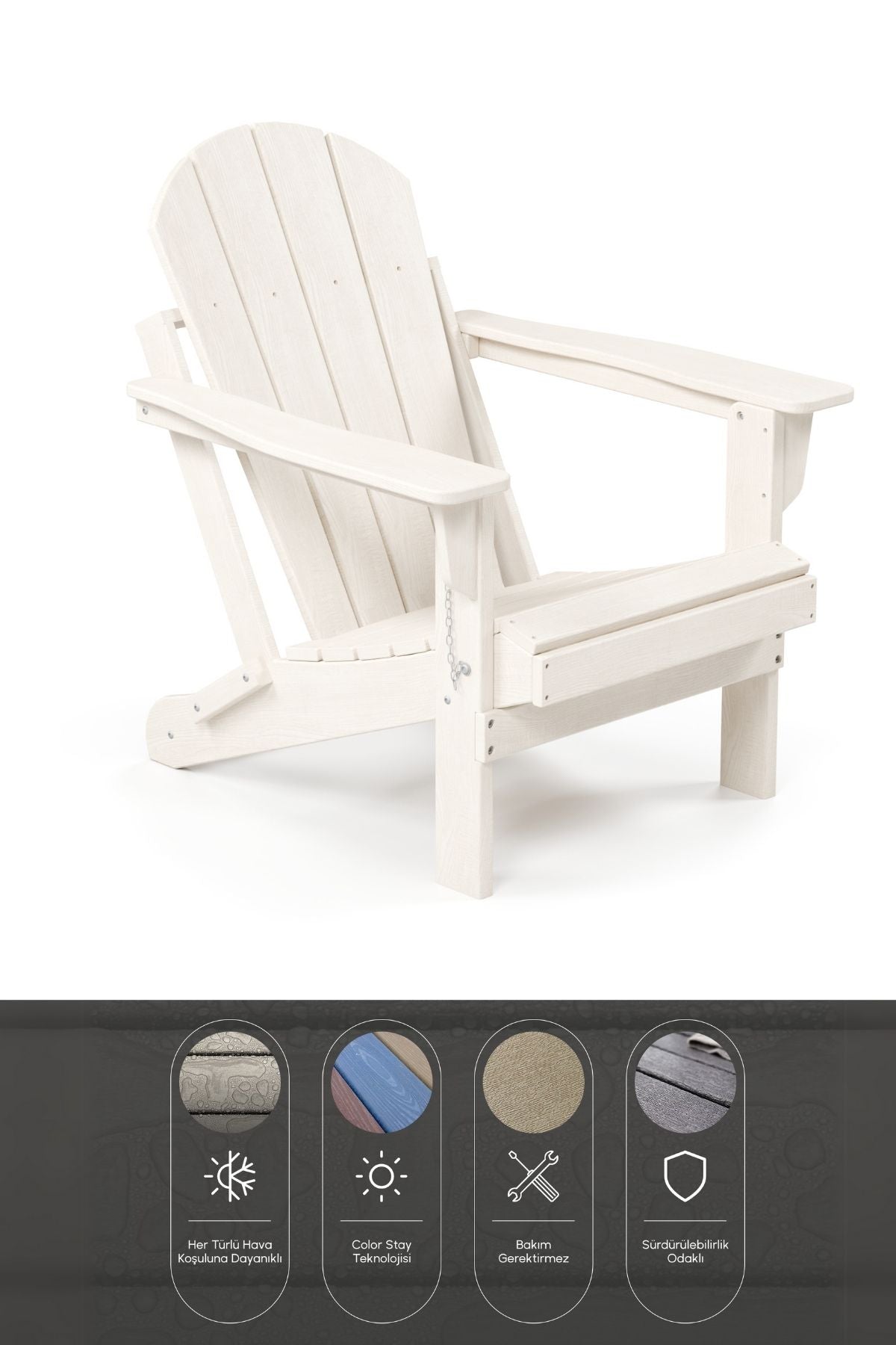 Classic Folding Adirondack Chair White Bera Design