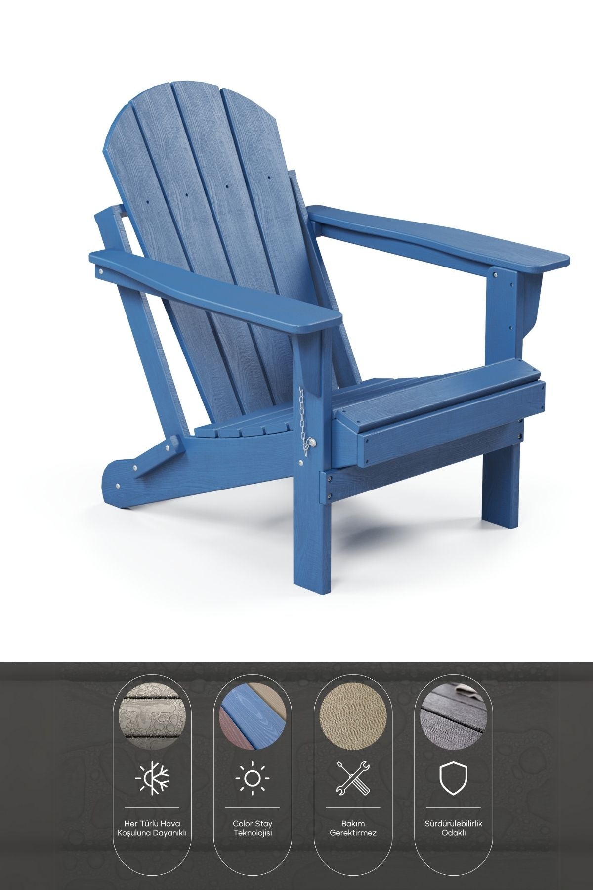 Classic Folding Adirondack Chair Blue