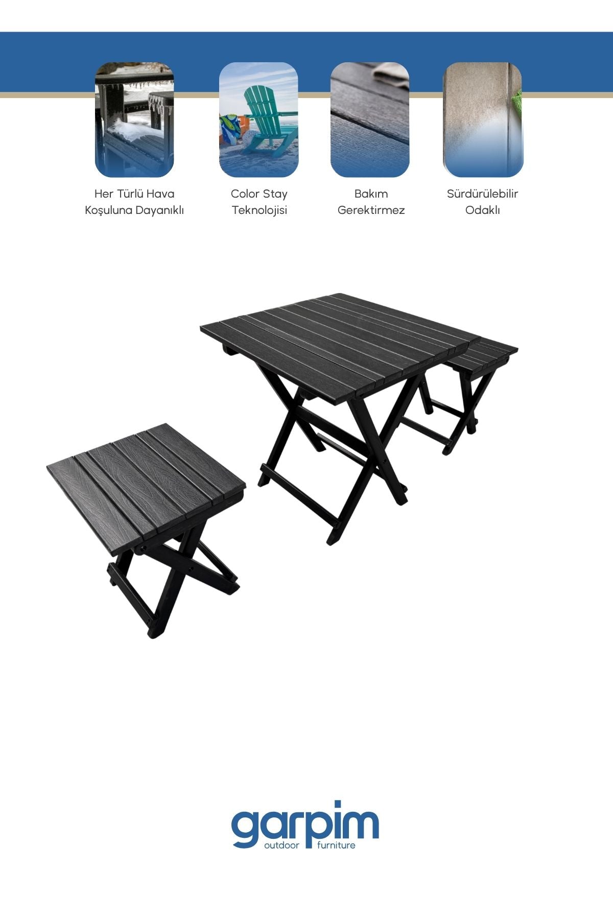 2+1 Folding Garden Set Black