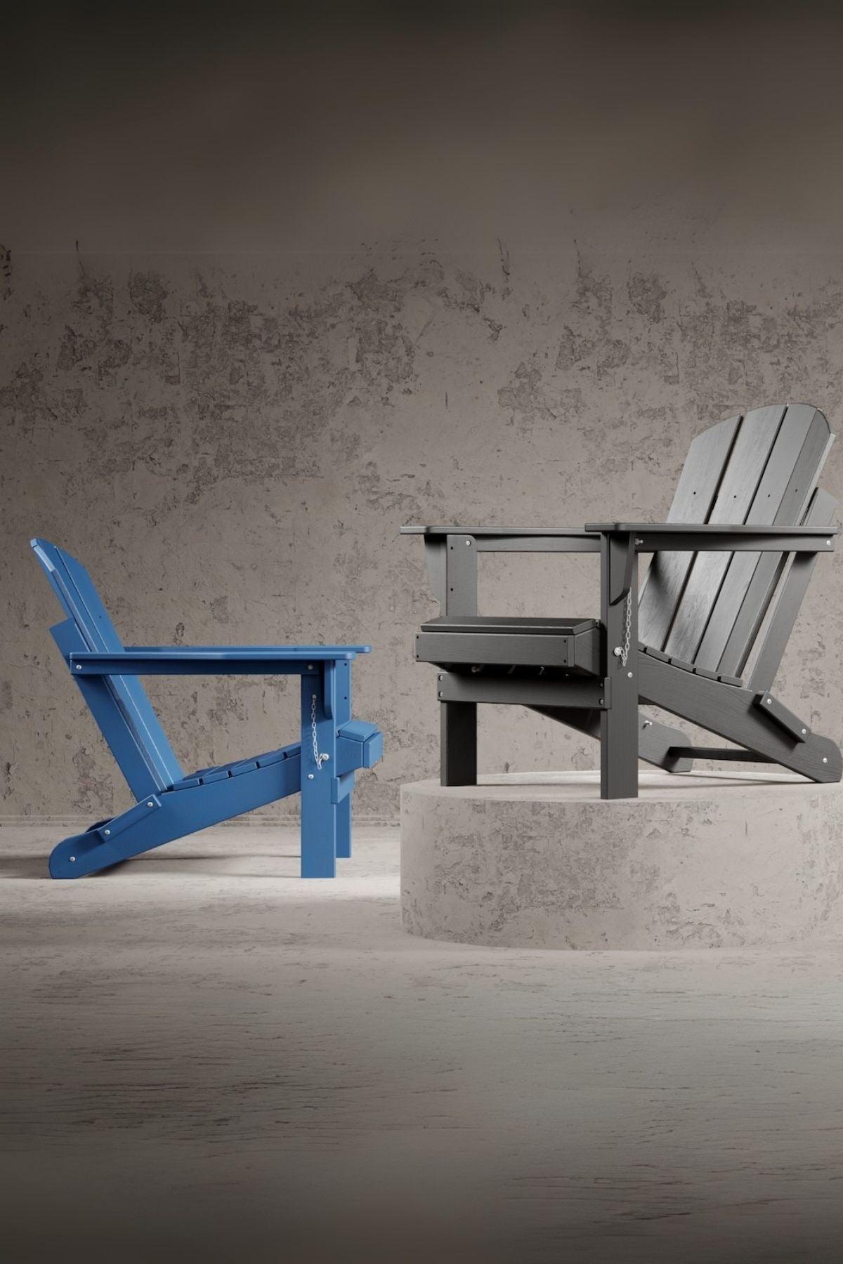 Classic Folding Adirondack Chair Black Bera Design