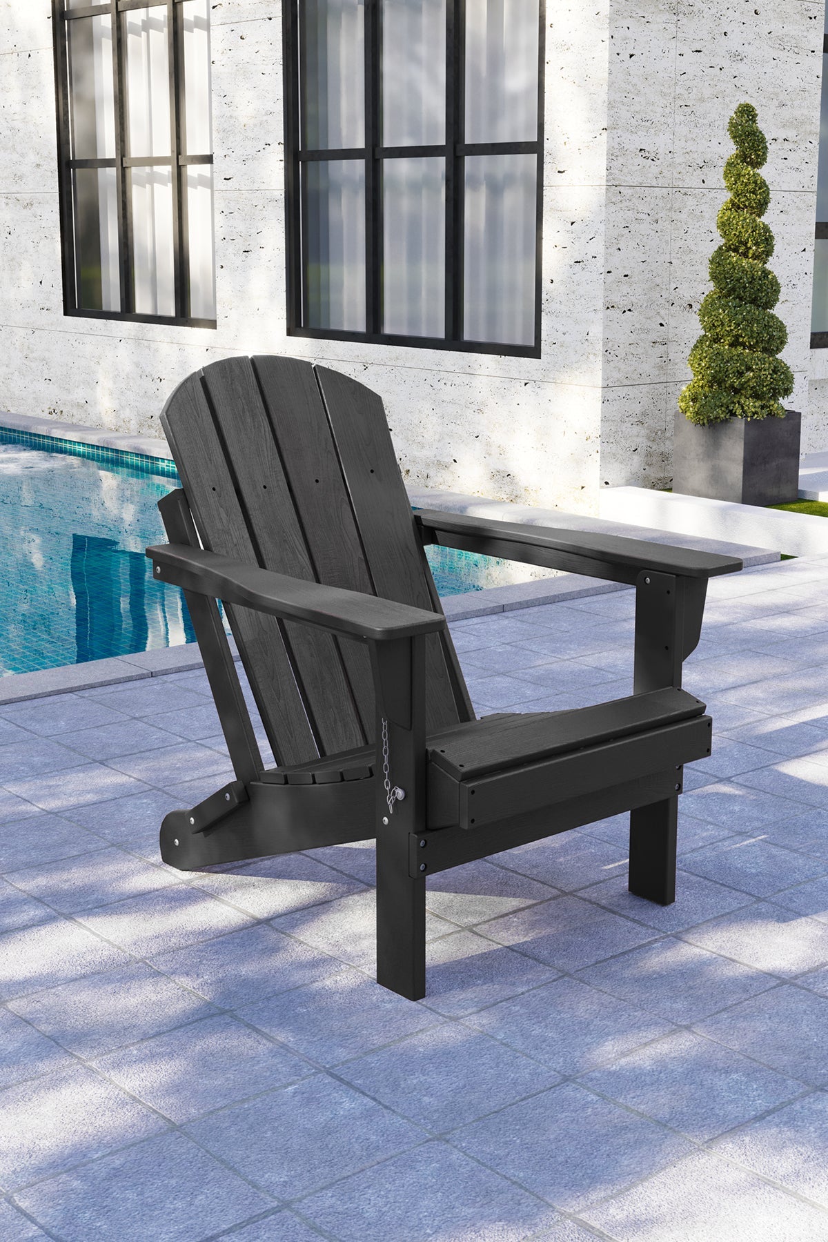 Classic Folding Adirondack Chair Black Bera Design