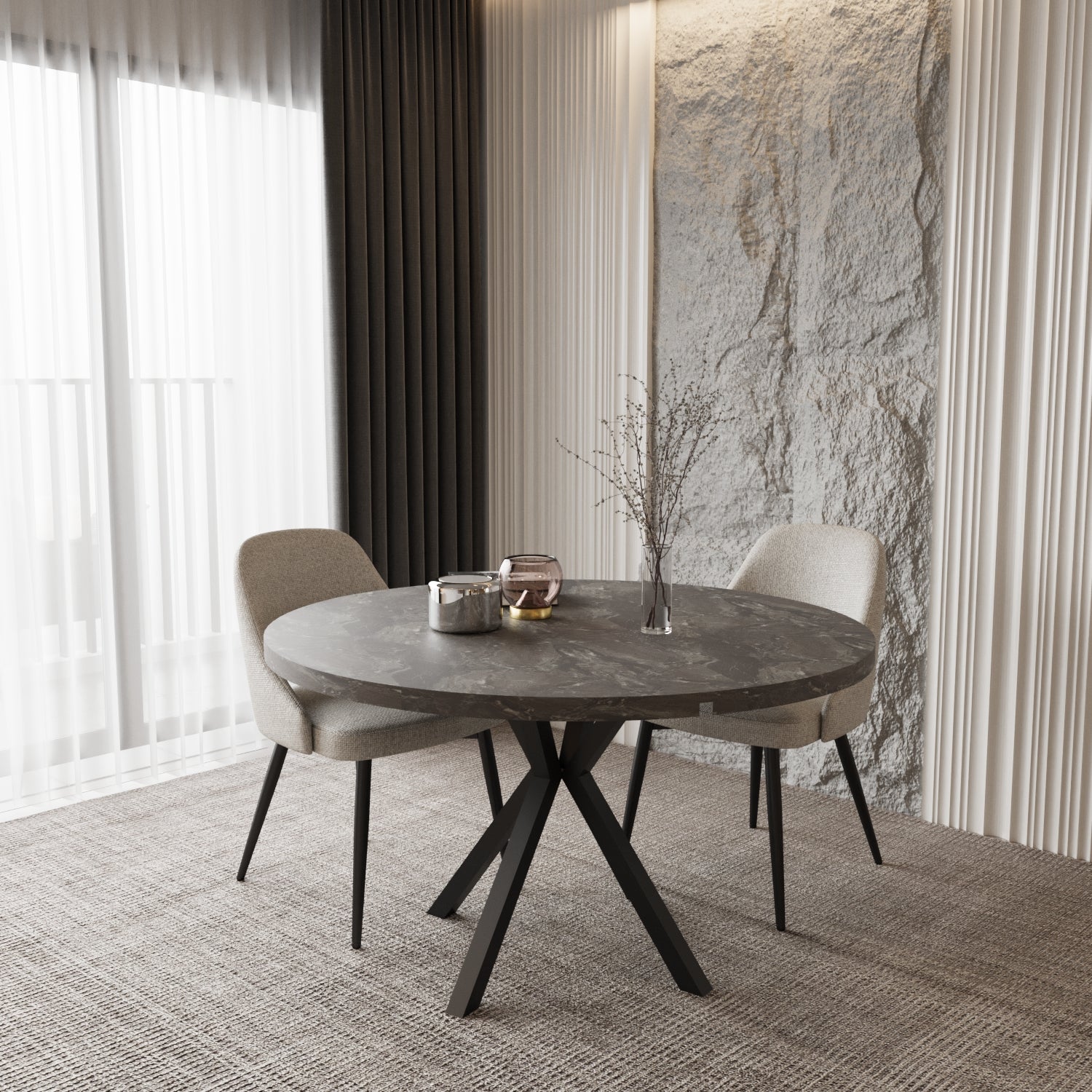 Pegasus Grey Marble Extendable Dining Table - Main Image