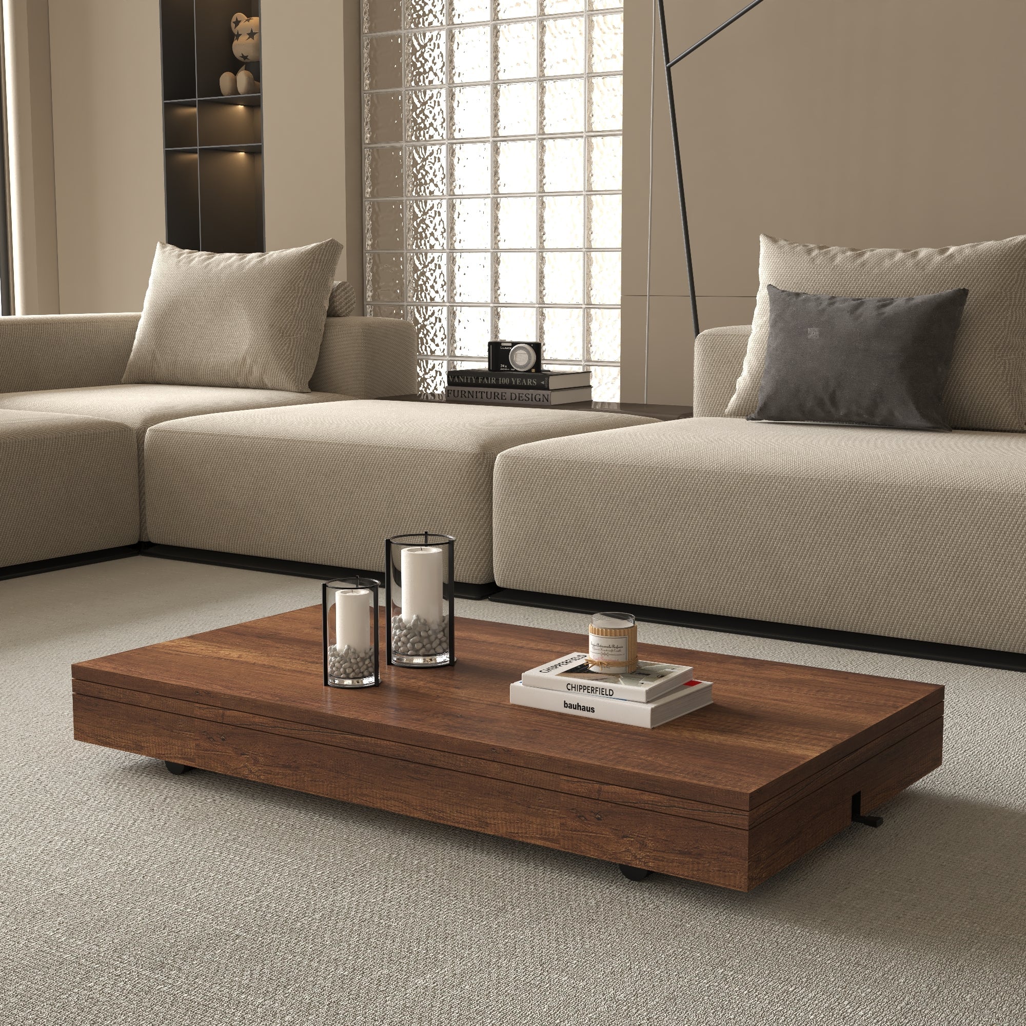 Zen Extendable Convertible Coffee to Dining Table - Dark Walnut