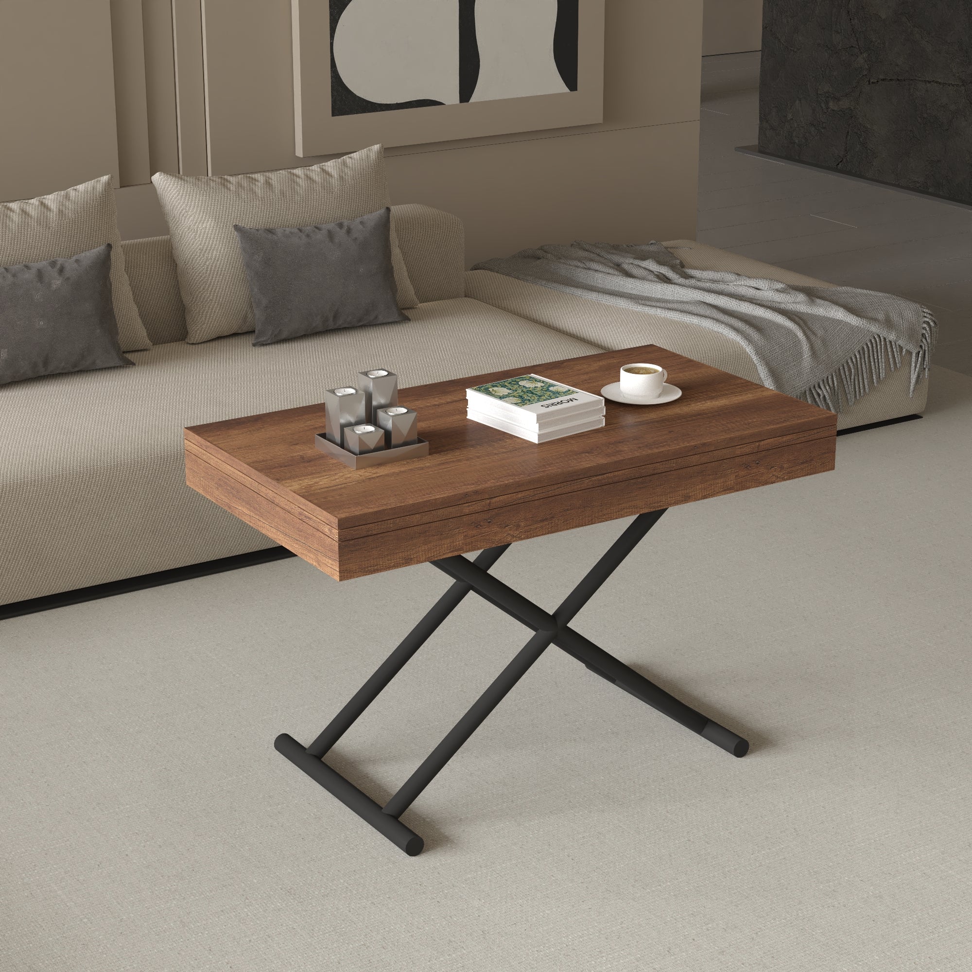 Zen Extendable Convertible Coffee to Dining Table - Dark Walnut