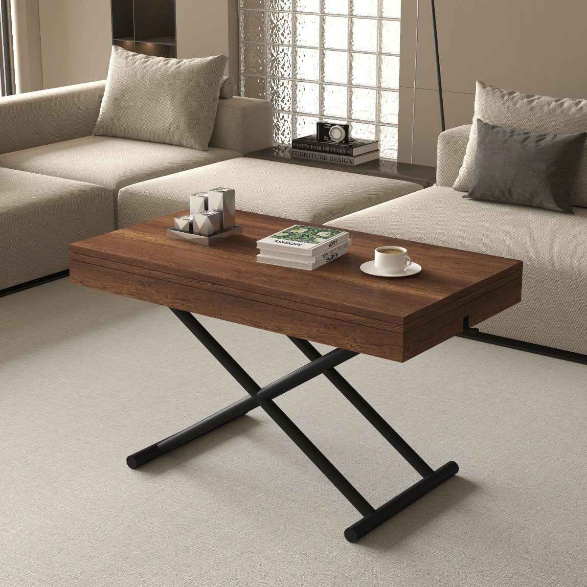 Zen Extendable Convertible Coffee to Dining Table - Dark Walnut