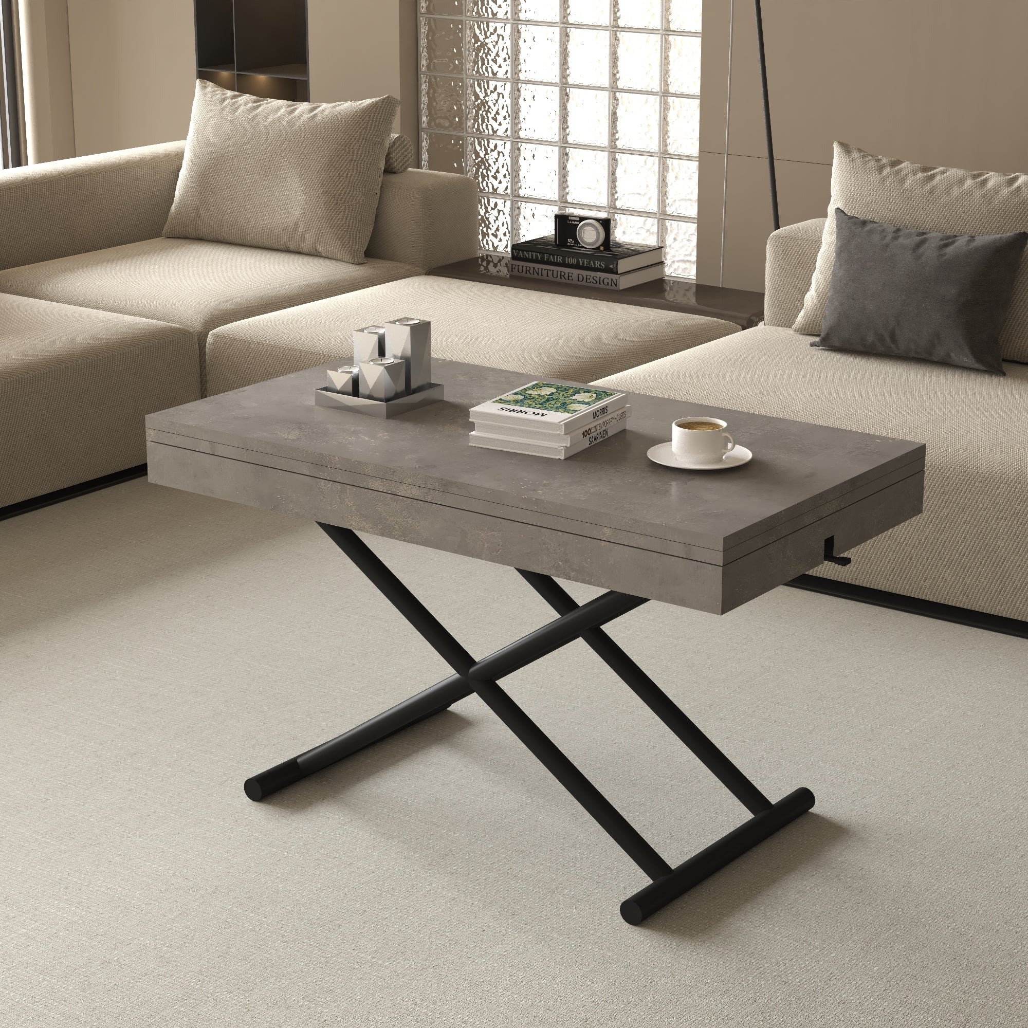 Zen Extendable Convertible Coffee to Dining Table - Silver