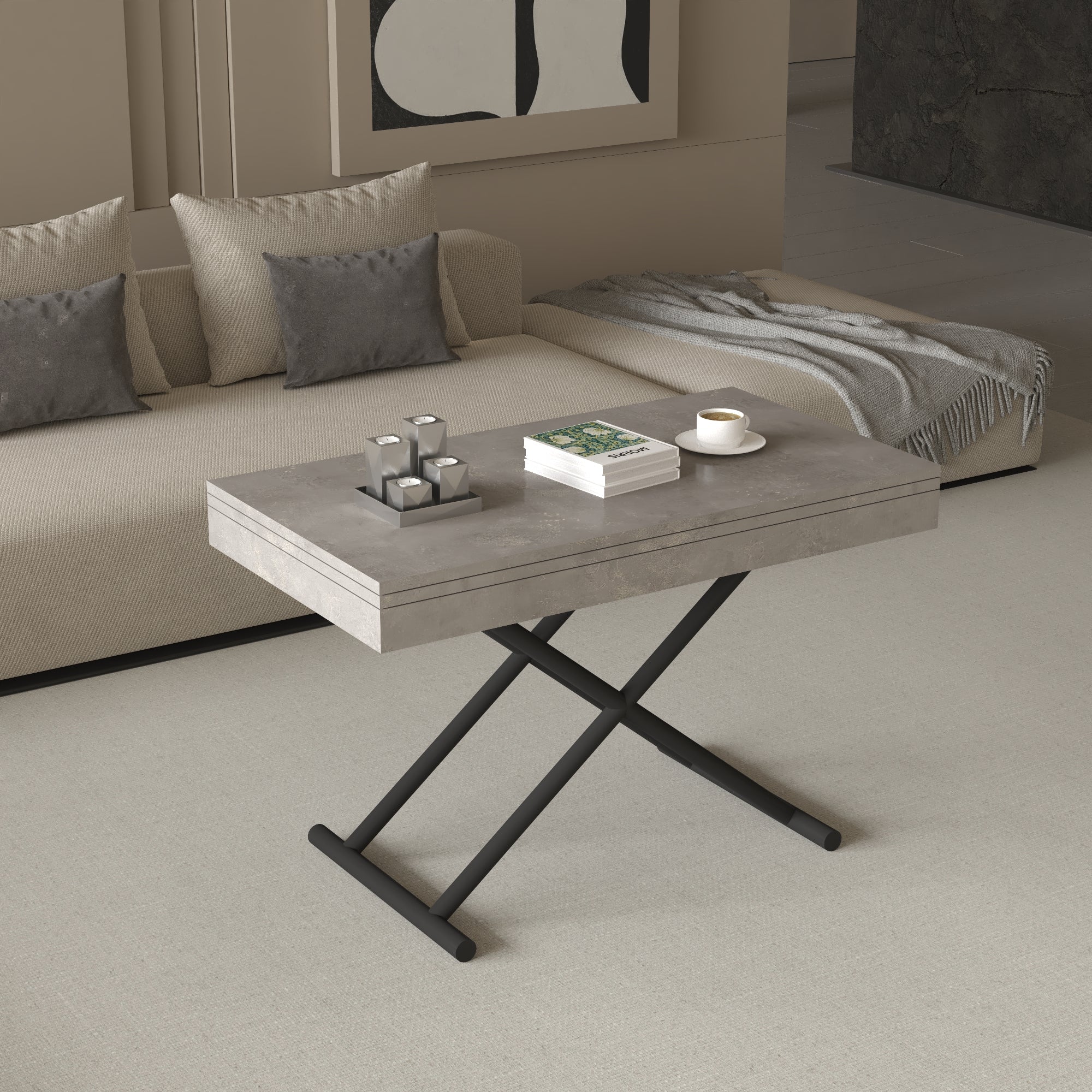 Zen Extendable Convertible Coffee to Dining Table - Silver