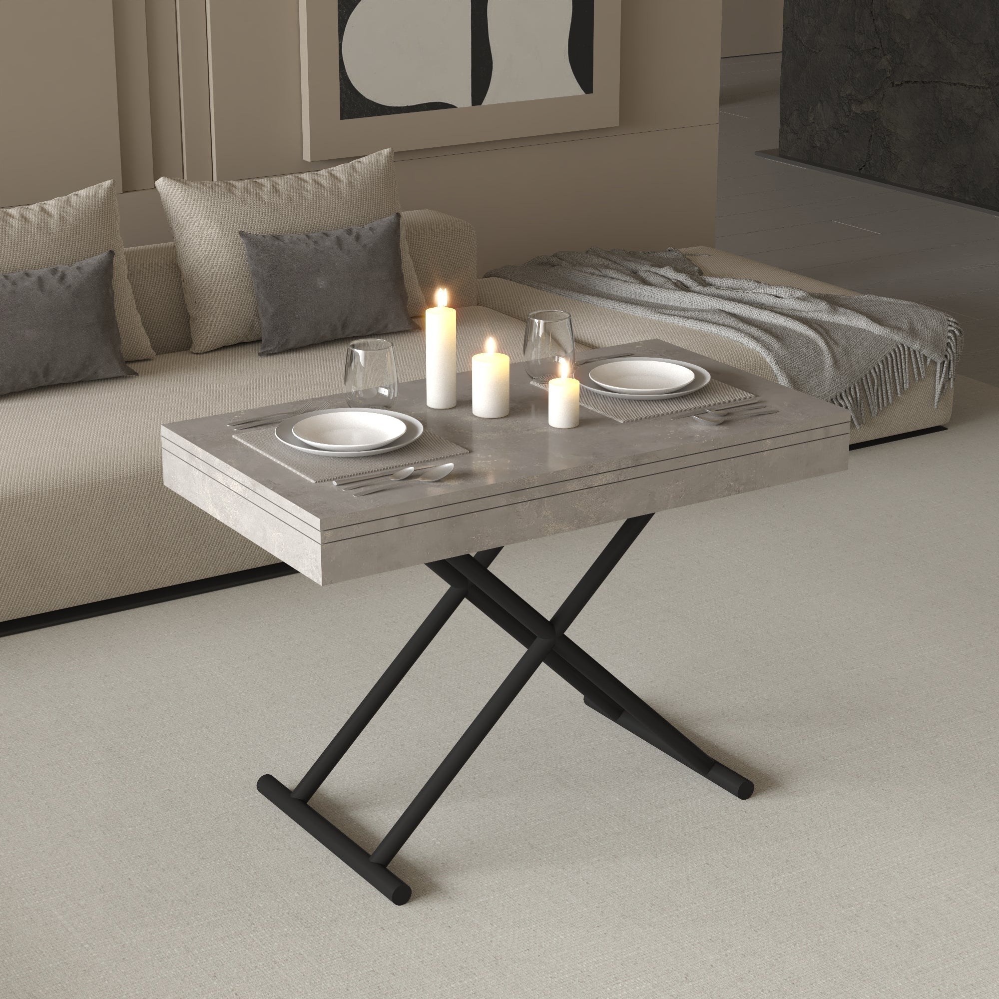 Zen Extendable Convertible Coffee to Dining Table - Silver