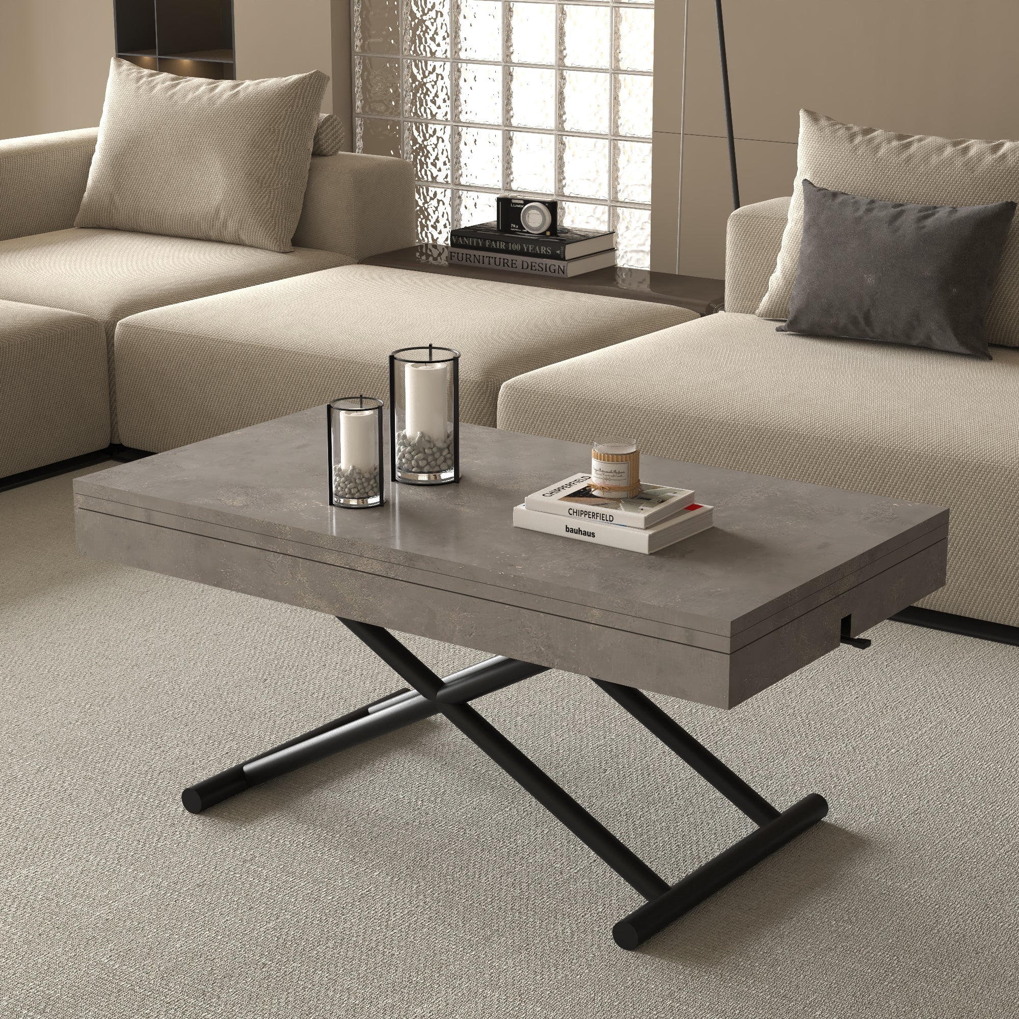 Zen Extendable Convertible Coffee to Dining Table - Silver