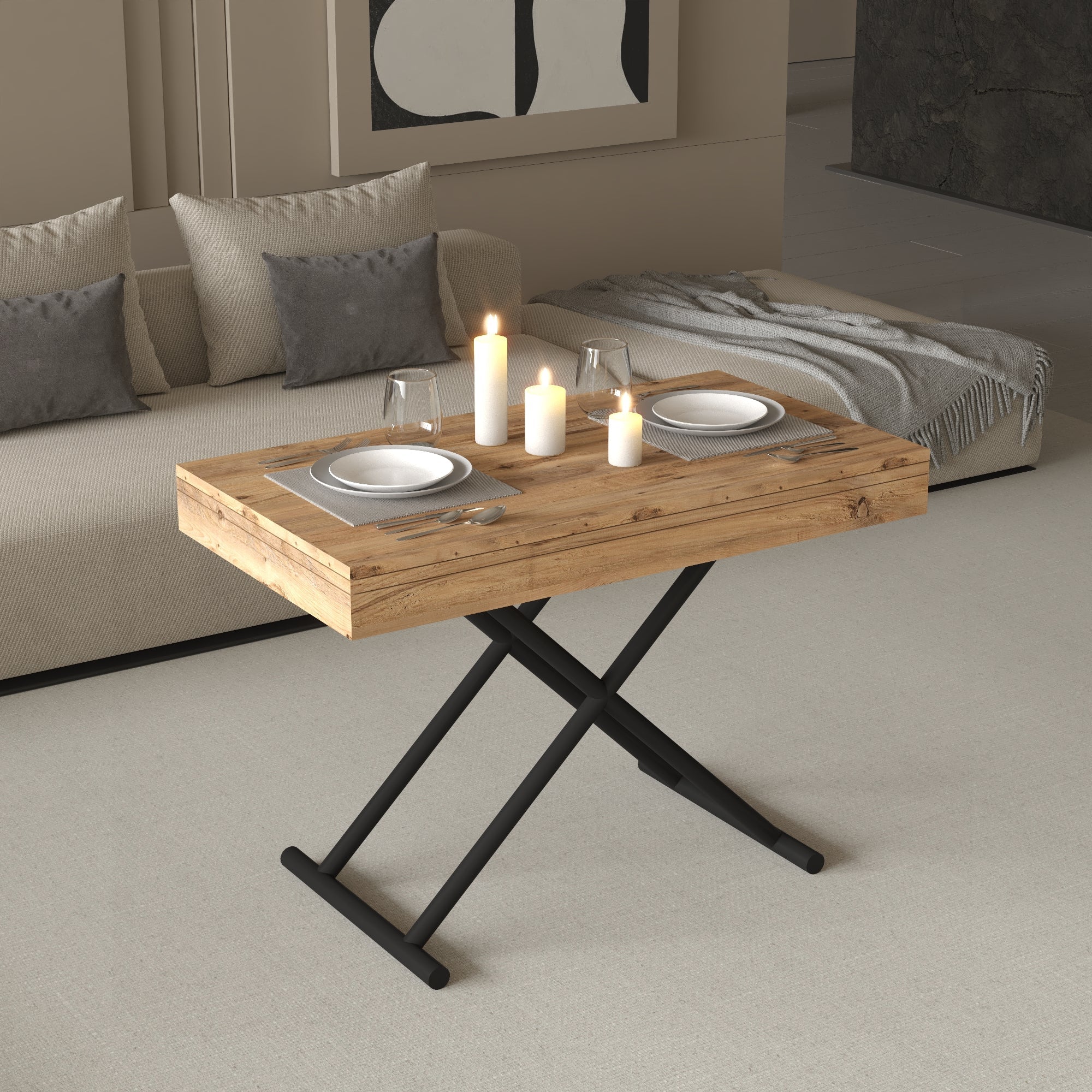 Zen Extendable Convertible Coffee to Dining Table - Walnut