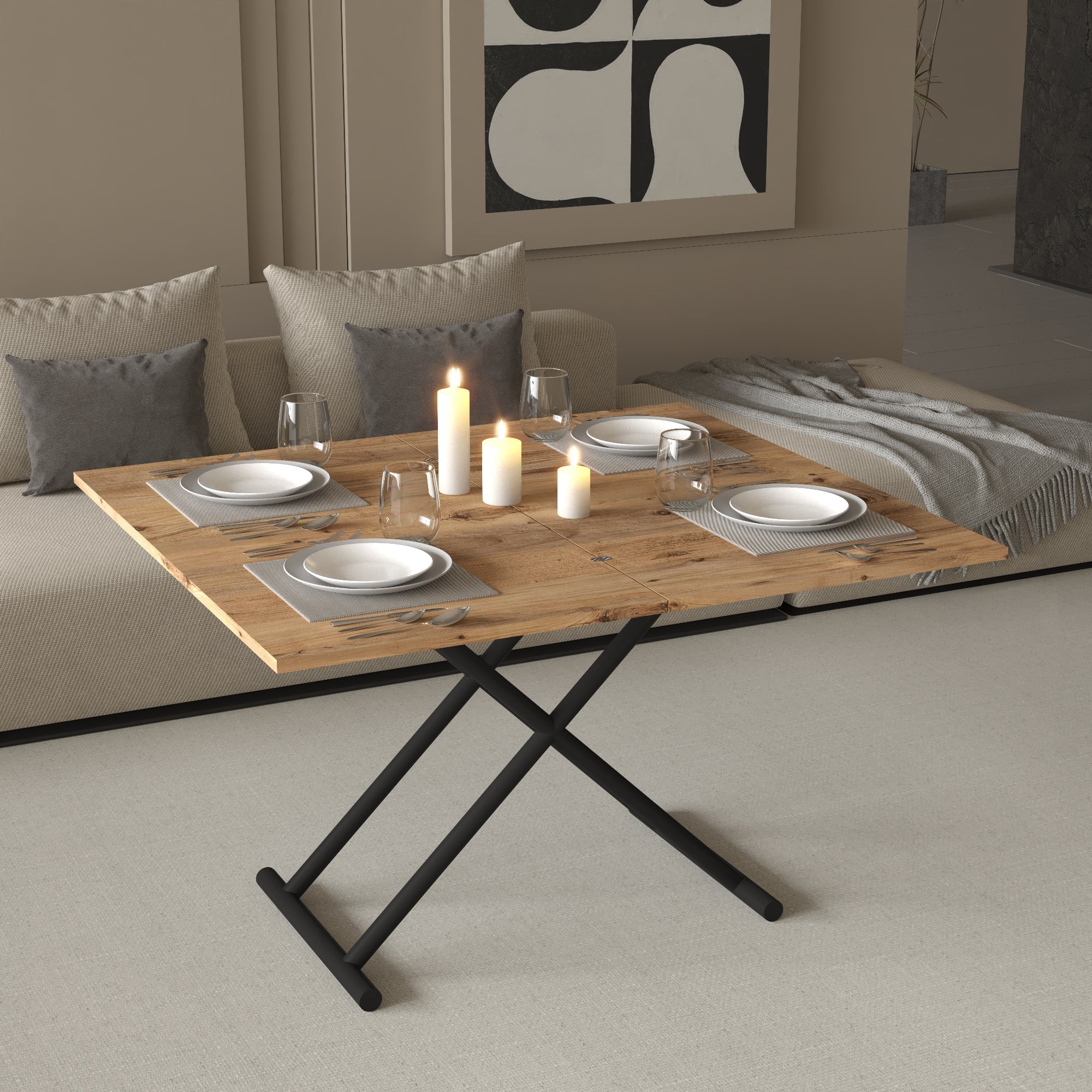 Zen Extendable Convertible Coffee to Dining Table - Walnut