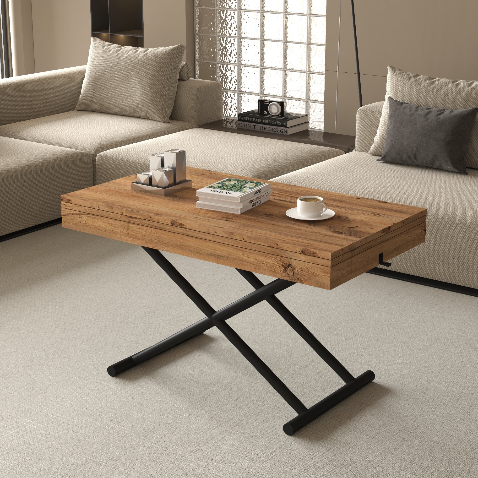 Zen Extendable Convertible Coffee to Dining Table - Walnut
