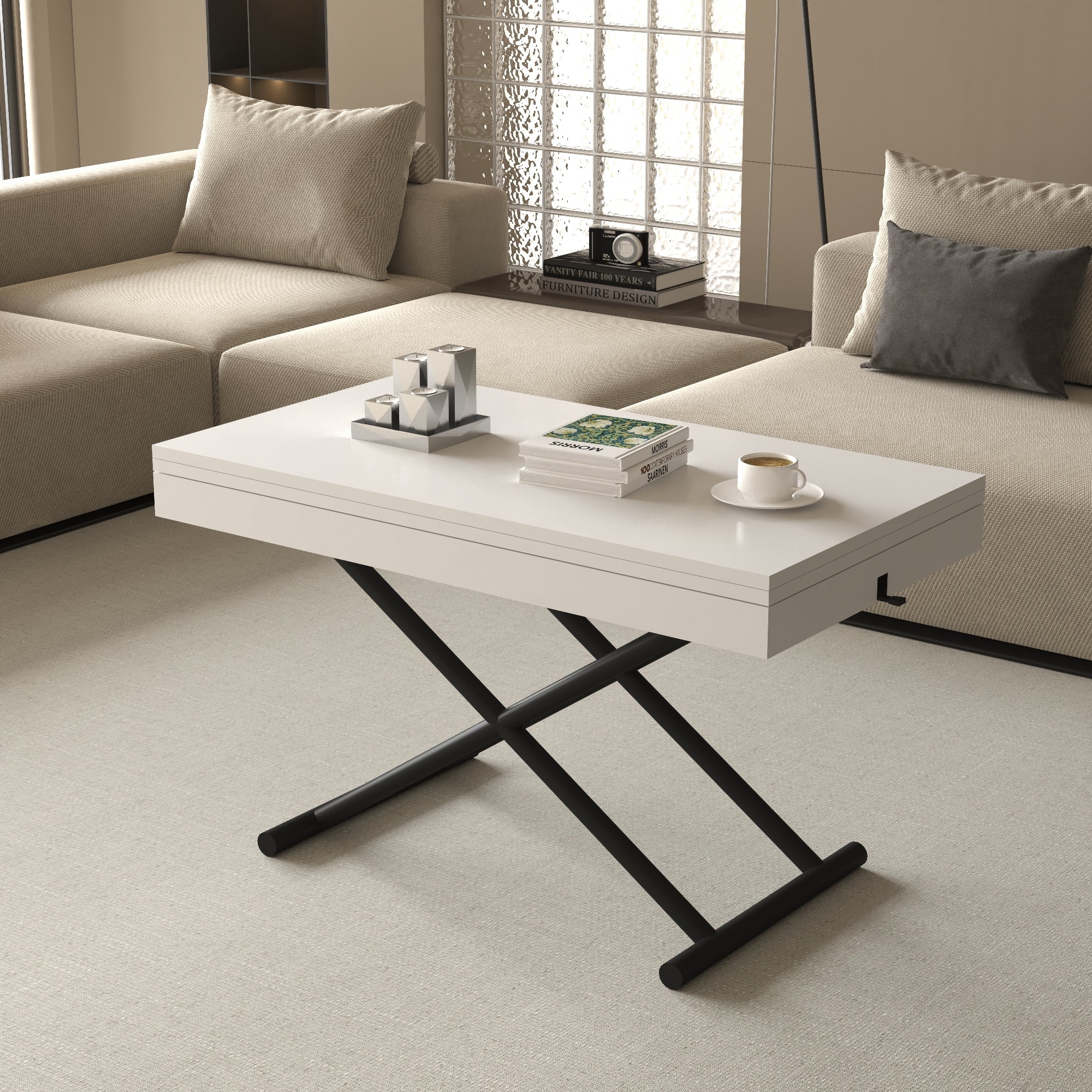 Zen Extendable Convertible Coffee to Dining Table - White