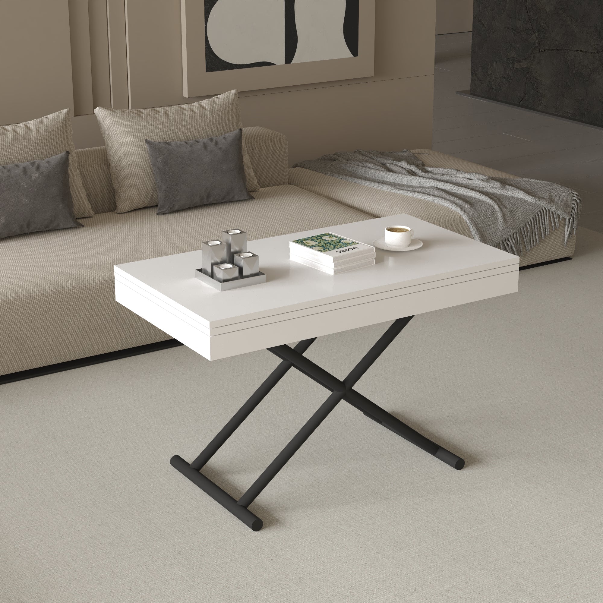 Zen Extendable Convertible Coffee to Dining Table - White