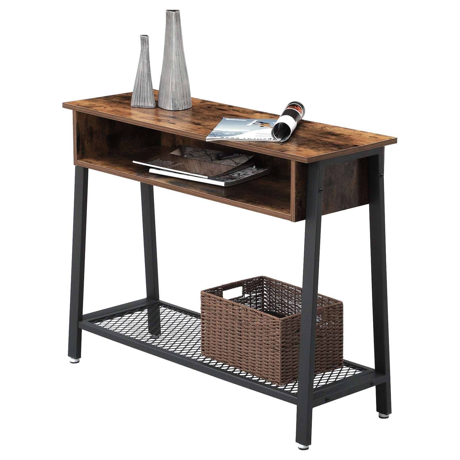 Antora Hallway Table with Shelves Industrial Design