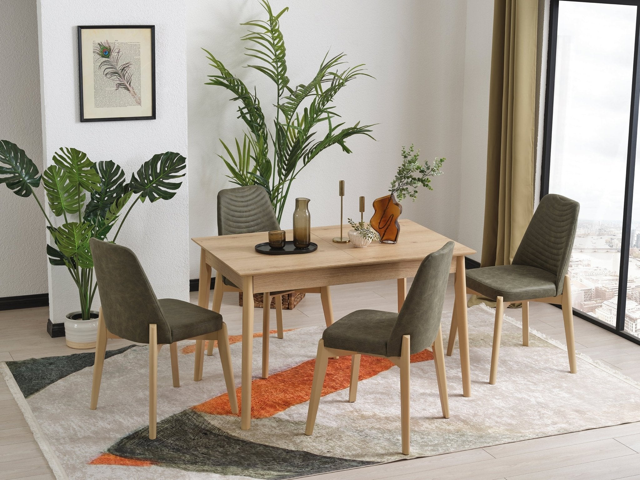 Blossom Brown Classic Extendable Dining Table Set