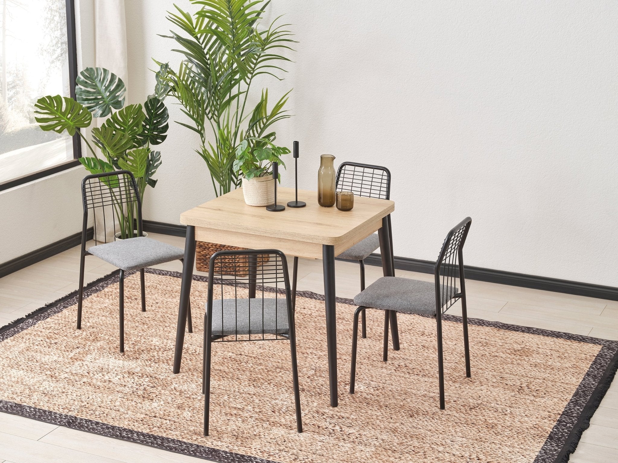 Brenda Black Legs Classic Extendable Dining Table Set