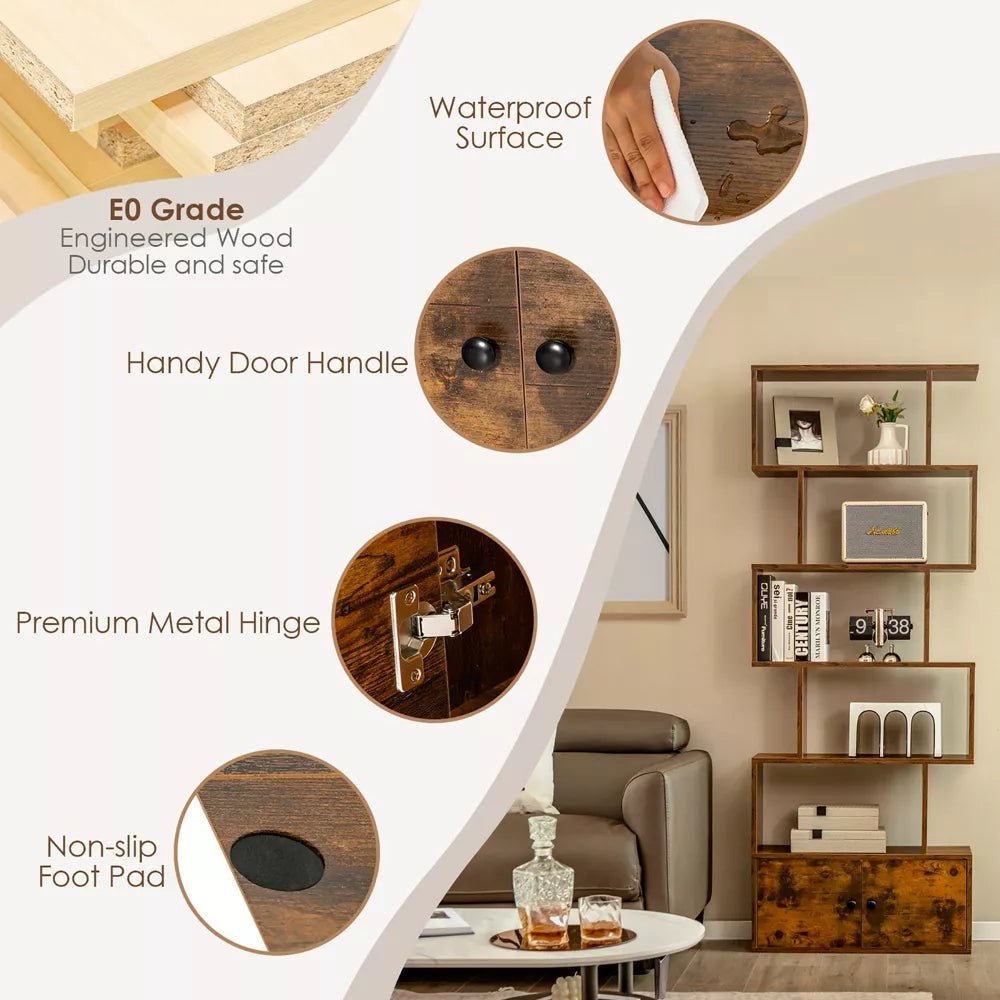 Magic 5 Tiers Industrial Design Bookcase with Storage