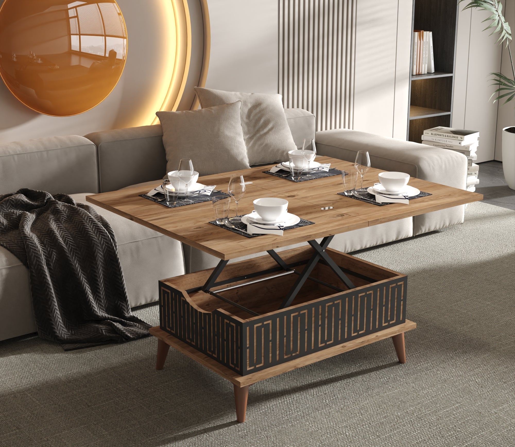Magic City Extendable Coffee & Dining Table 6 in 1