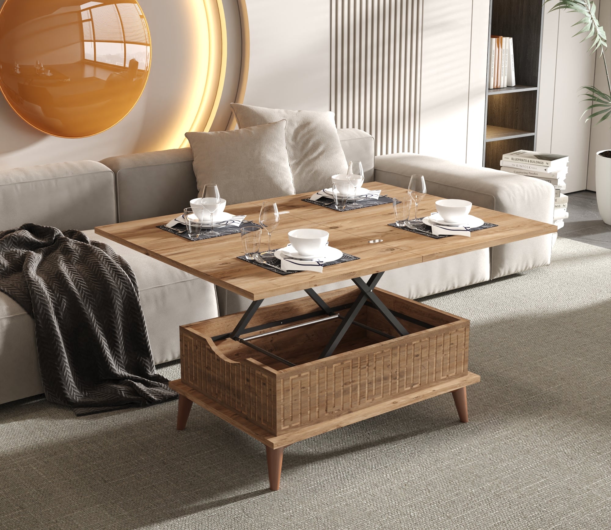 Magic County Extendable Coffee & Dining Table 6 in 1