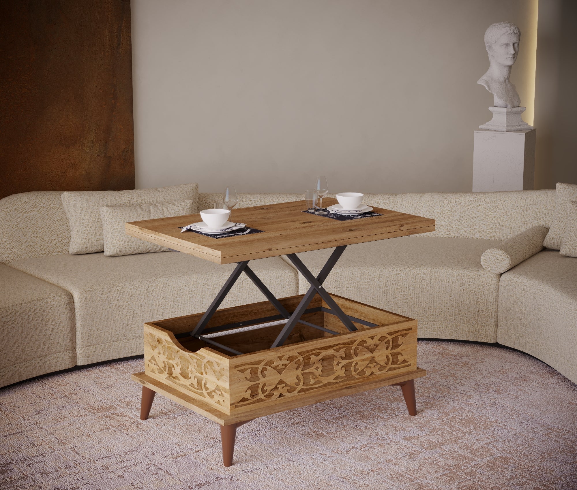 Magic Natural Extendable Coffee & Dining Table 6 in 1