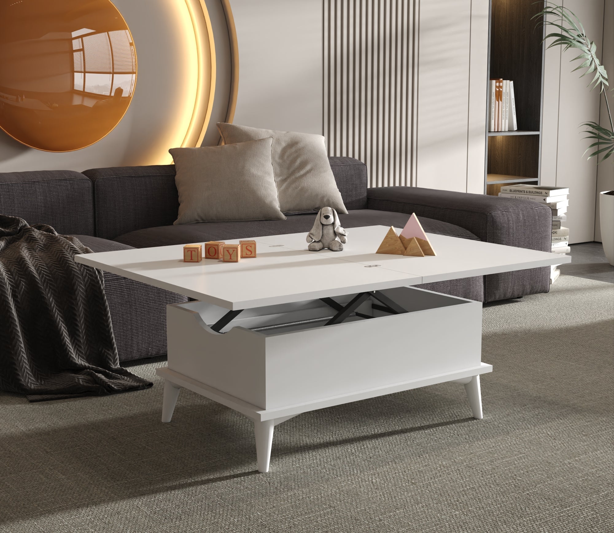 Magic White Extendable Coffee & Dining Table 6 in 1