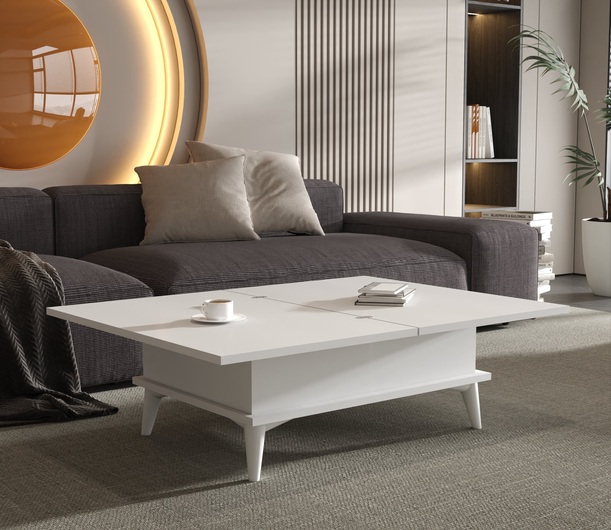 Magic White Extendable Coffee & Dining Table 6 in 1