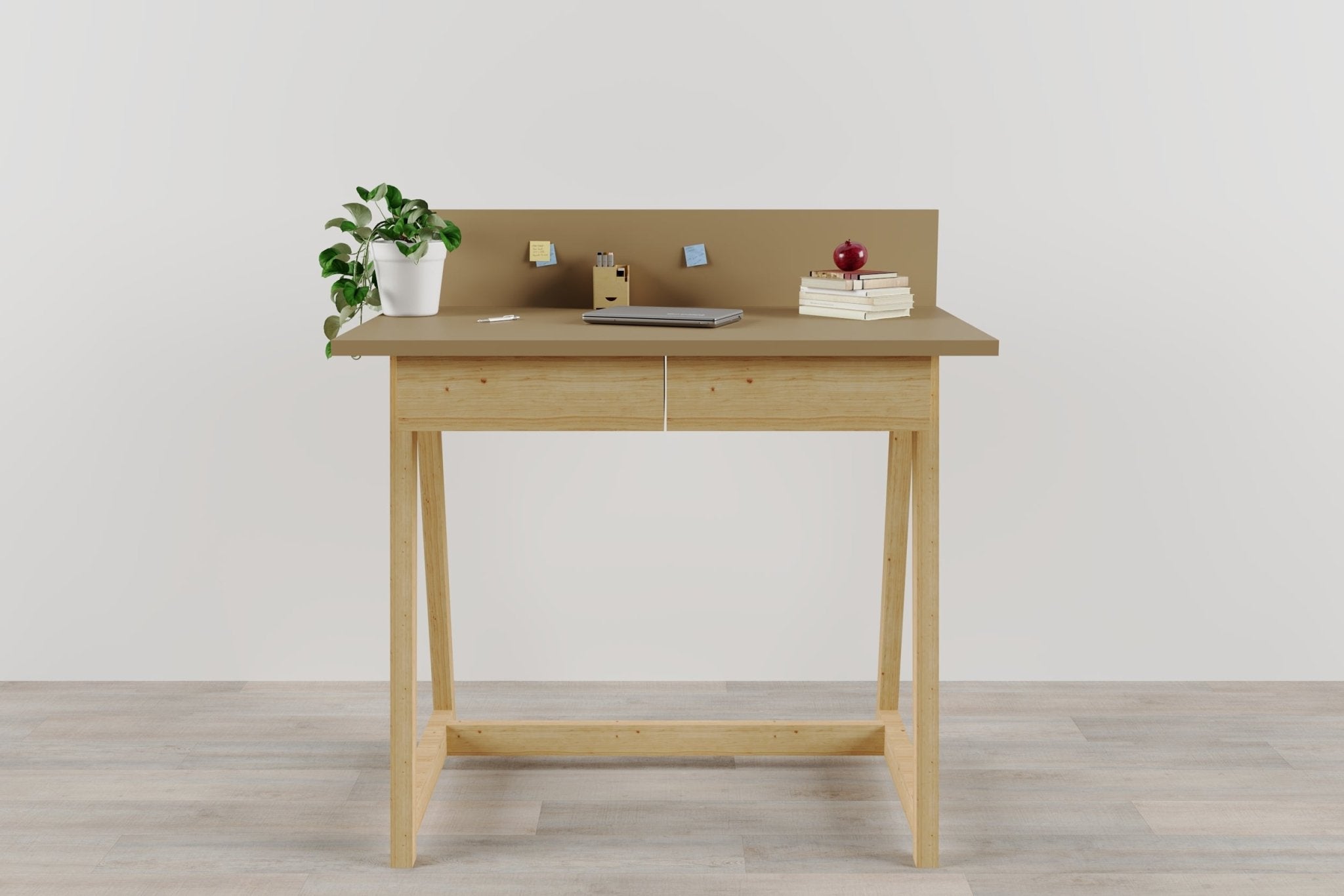 Memphis Creme Wooden Writing Desk with 2 Drawers