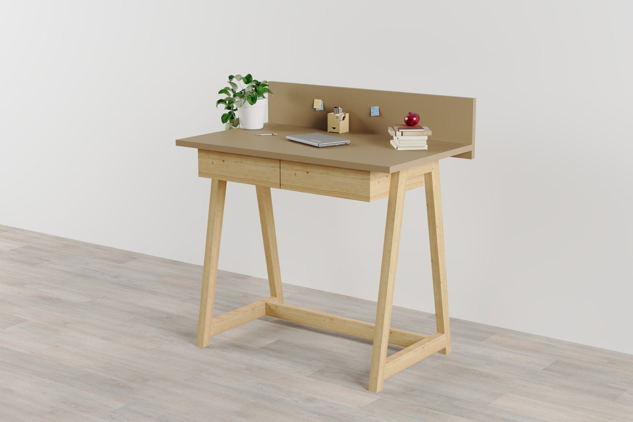 Memphis Creme Wooden Writing Desk with 2 Drawers