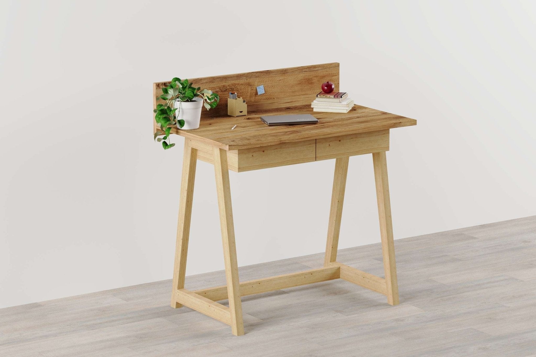 Memphis Walnut Wooden Writing Desk with 2 Drawers