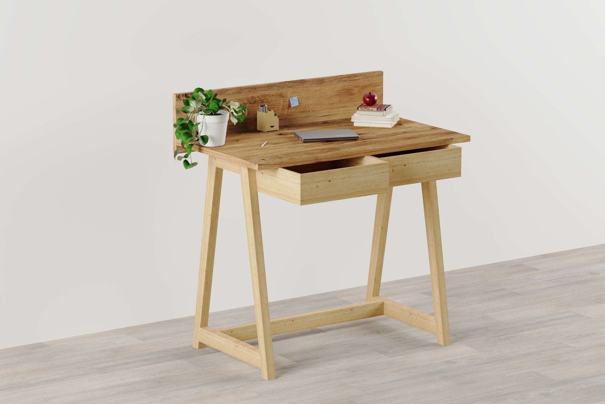 Memphis Walnut Wooden Writing Desk with 2 Drawers