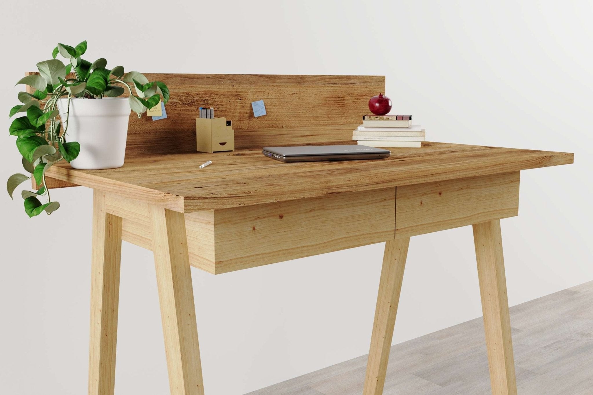 Memphis Walnut Wooden Writing Desk with 2 Drawers