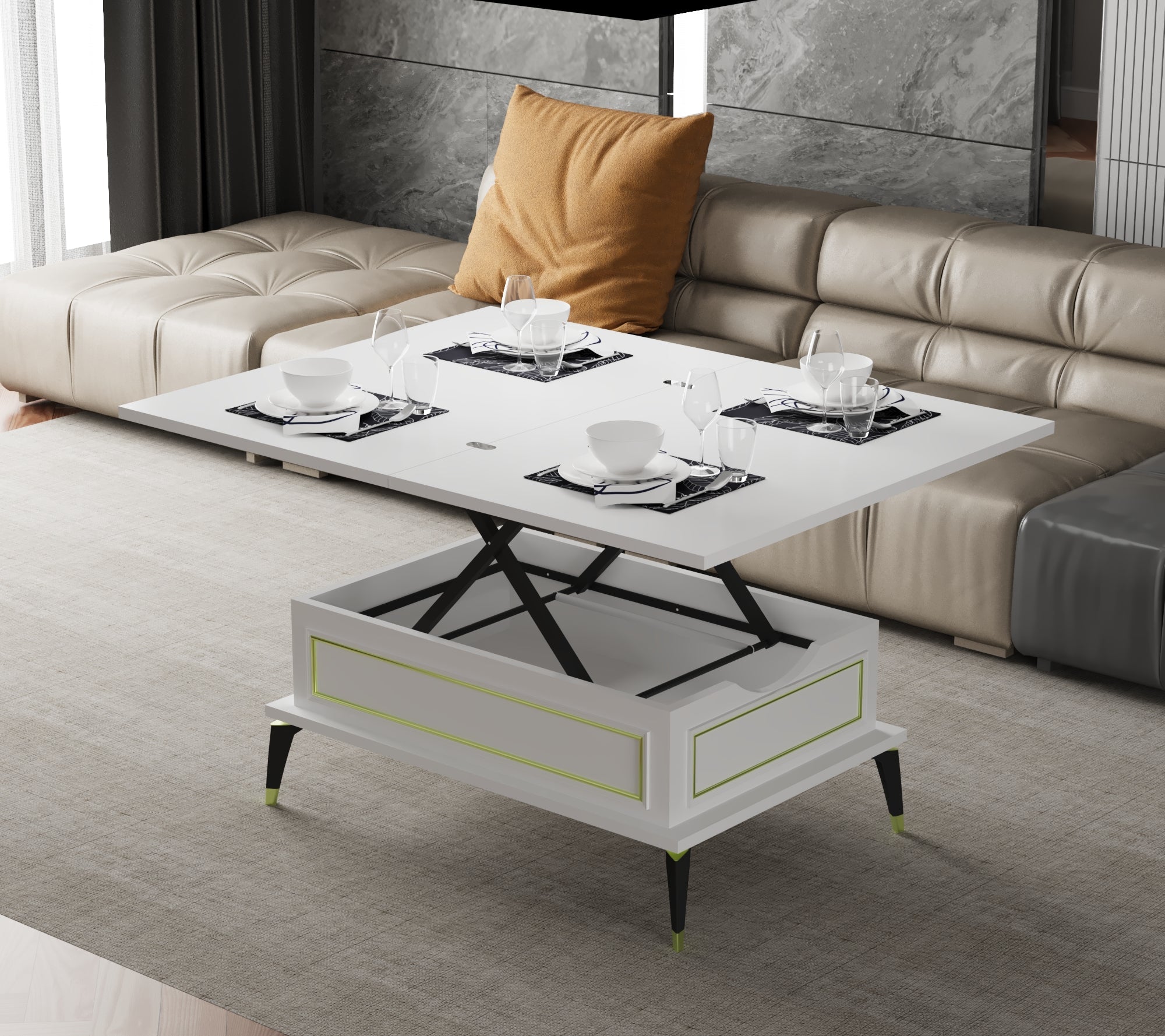 Magic Ocean Extendable Coffee & Dining Table 6 in 1