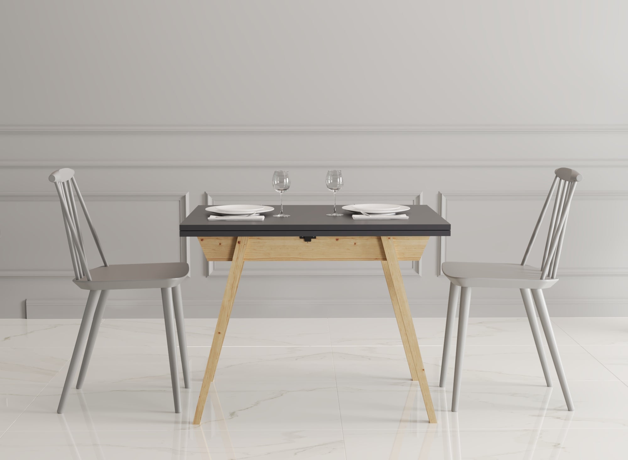 Ottara Anthracite Extendable Dining Table with Storage