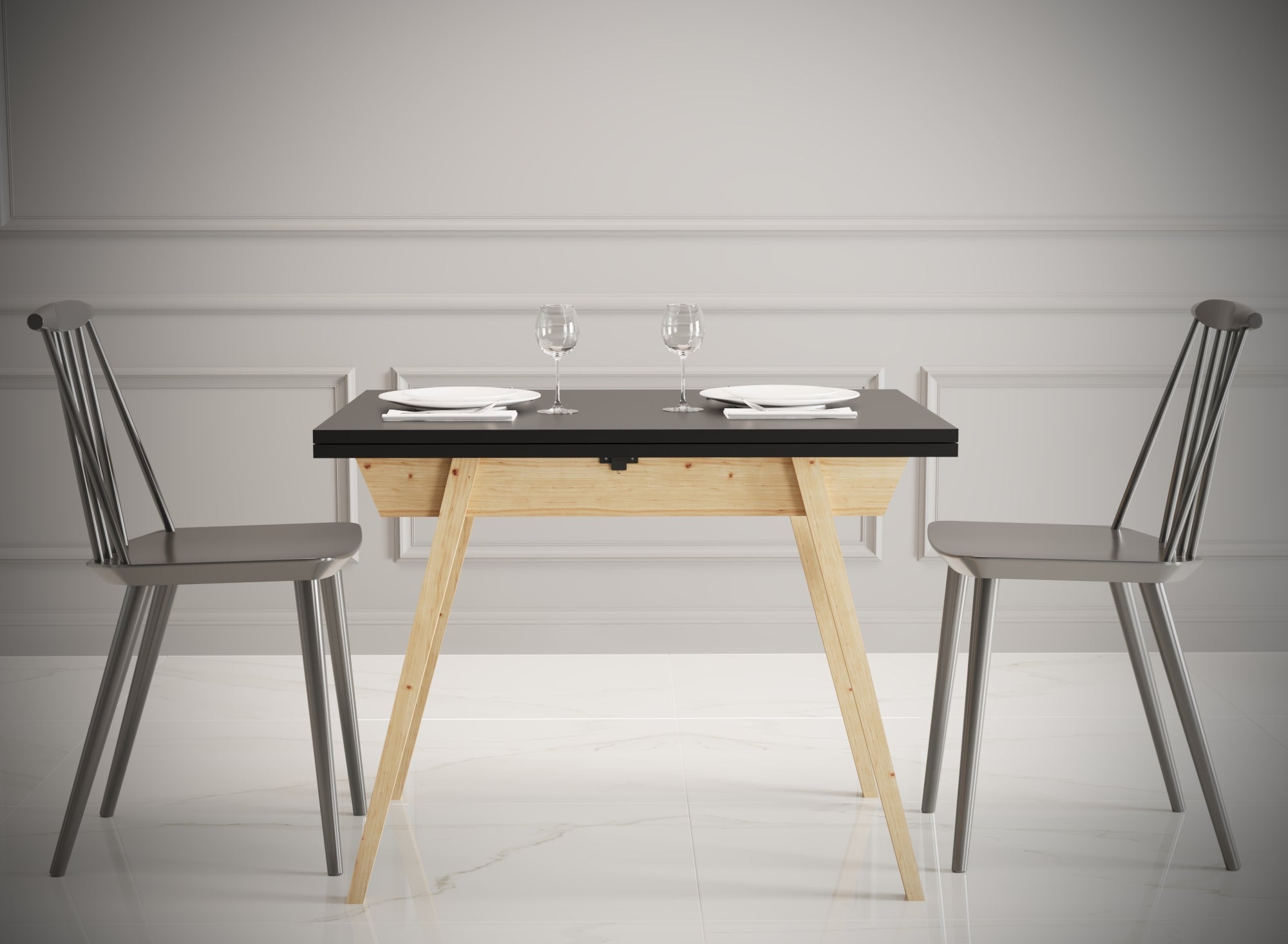 Ottara Black Extendable Dining Table with Storage