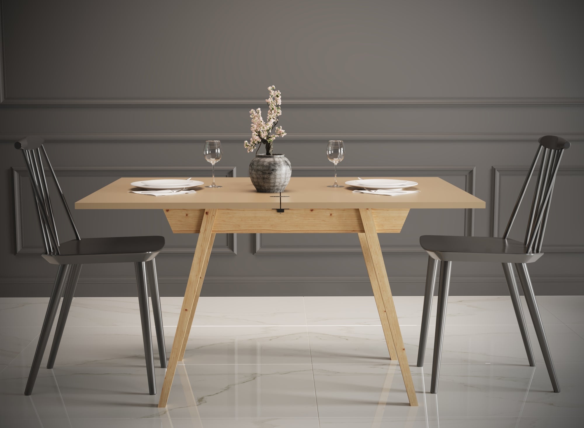 Ottara Creme Extendable Dining Table with Storage
