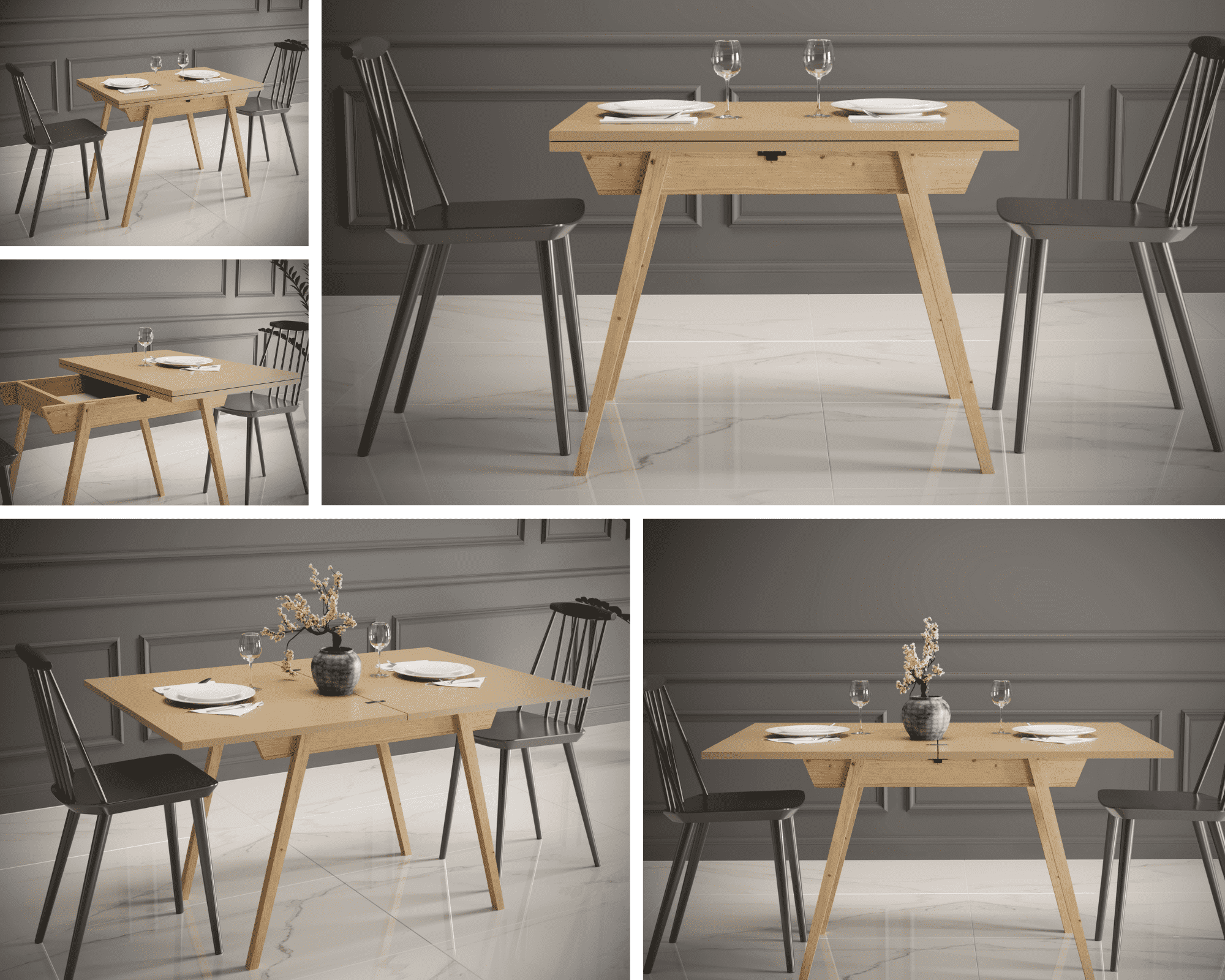 Ottara Creme Extendable Dining Table with Storage
