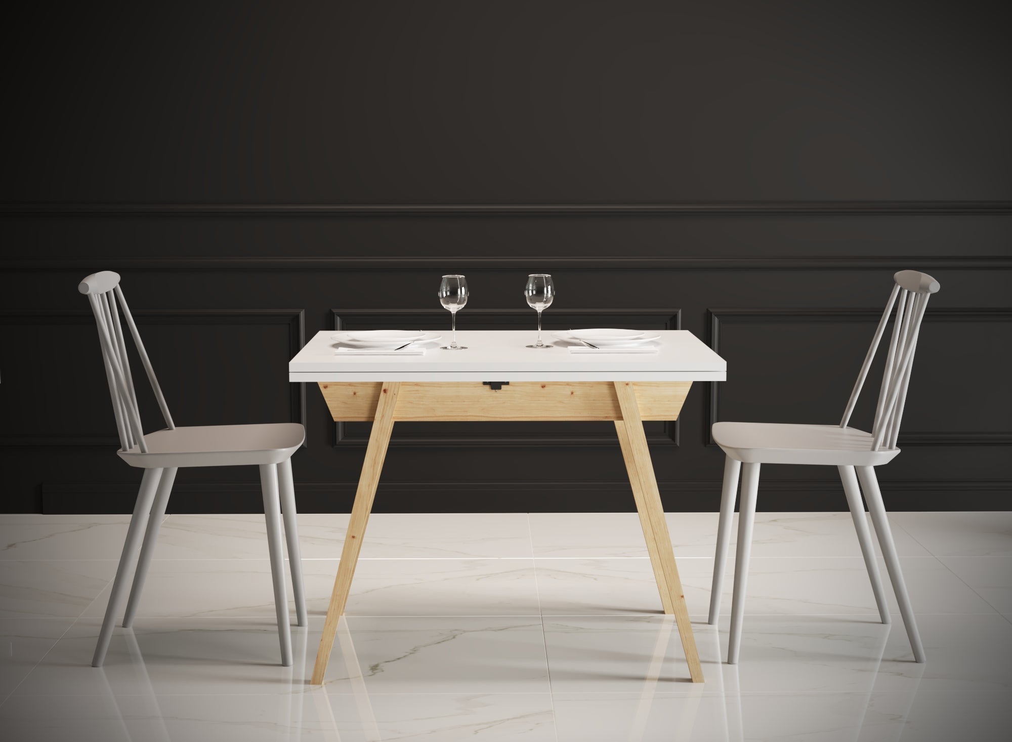 Ottara White Extendable Dining Table with Storage