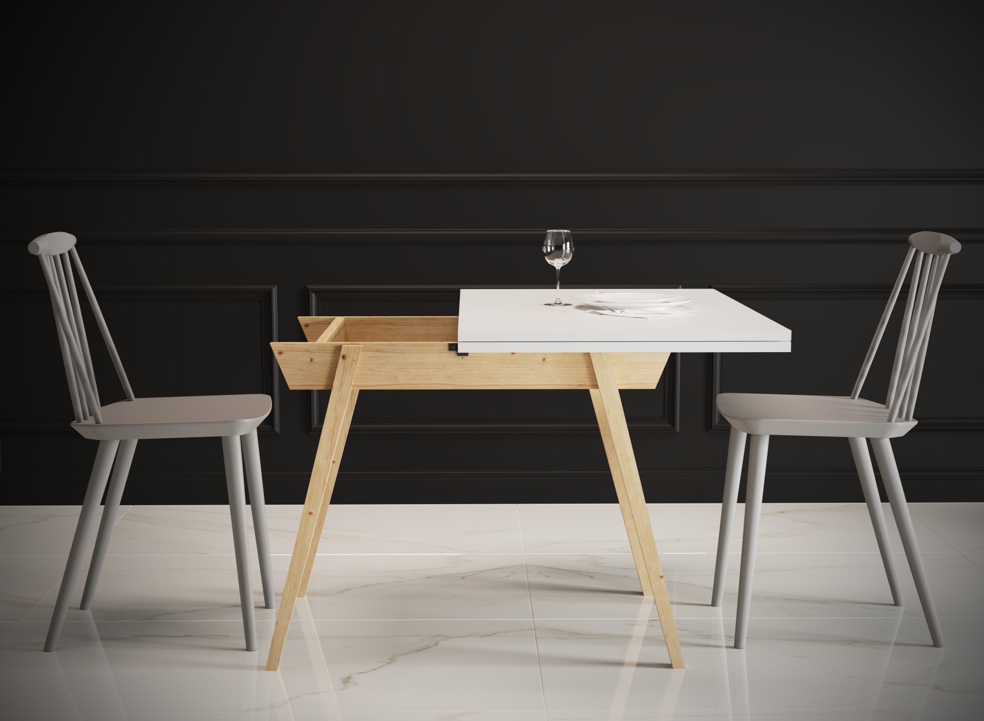 Ottara White Extendable Dining Table with Storage