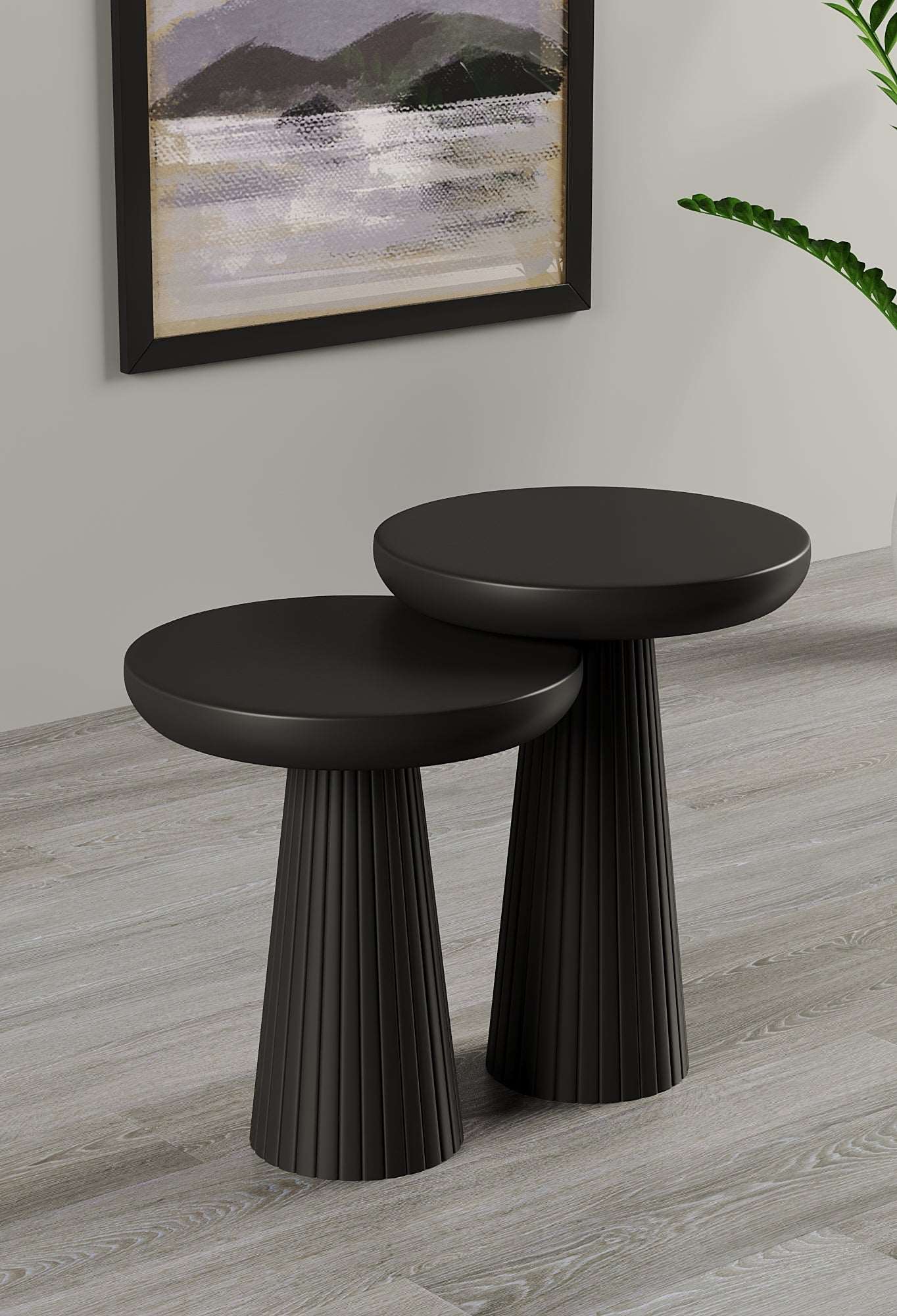 Ottawa Black Mushroom Round Nested & Side Table Small + Medium (2pcs)