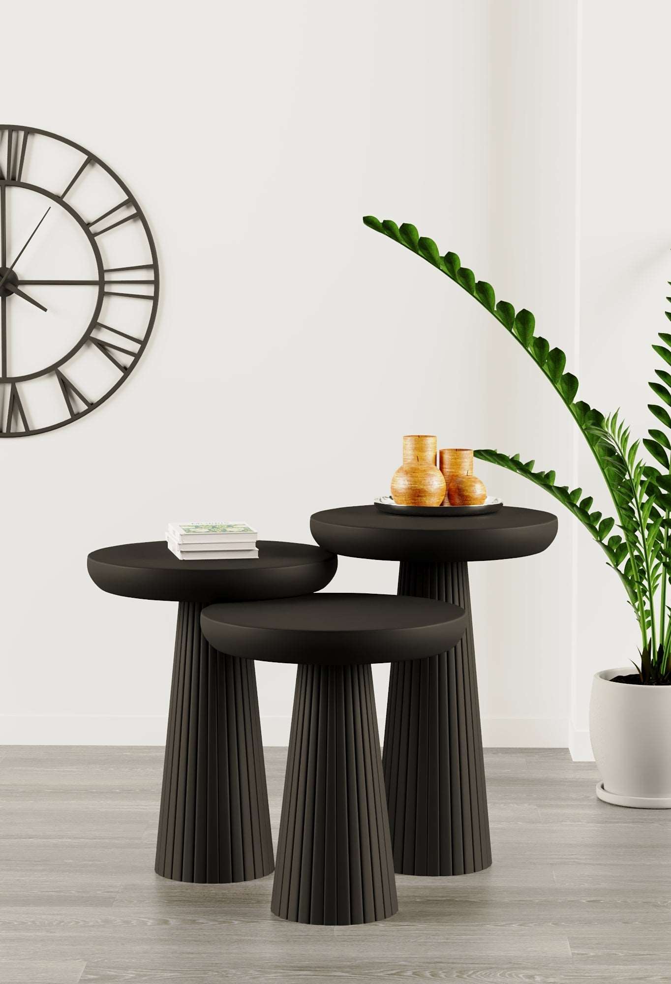 Ottawa Black Mushroom Round Nested & Side Table