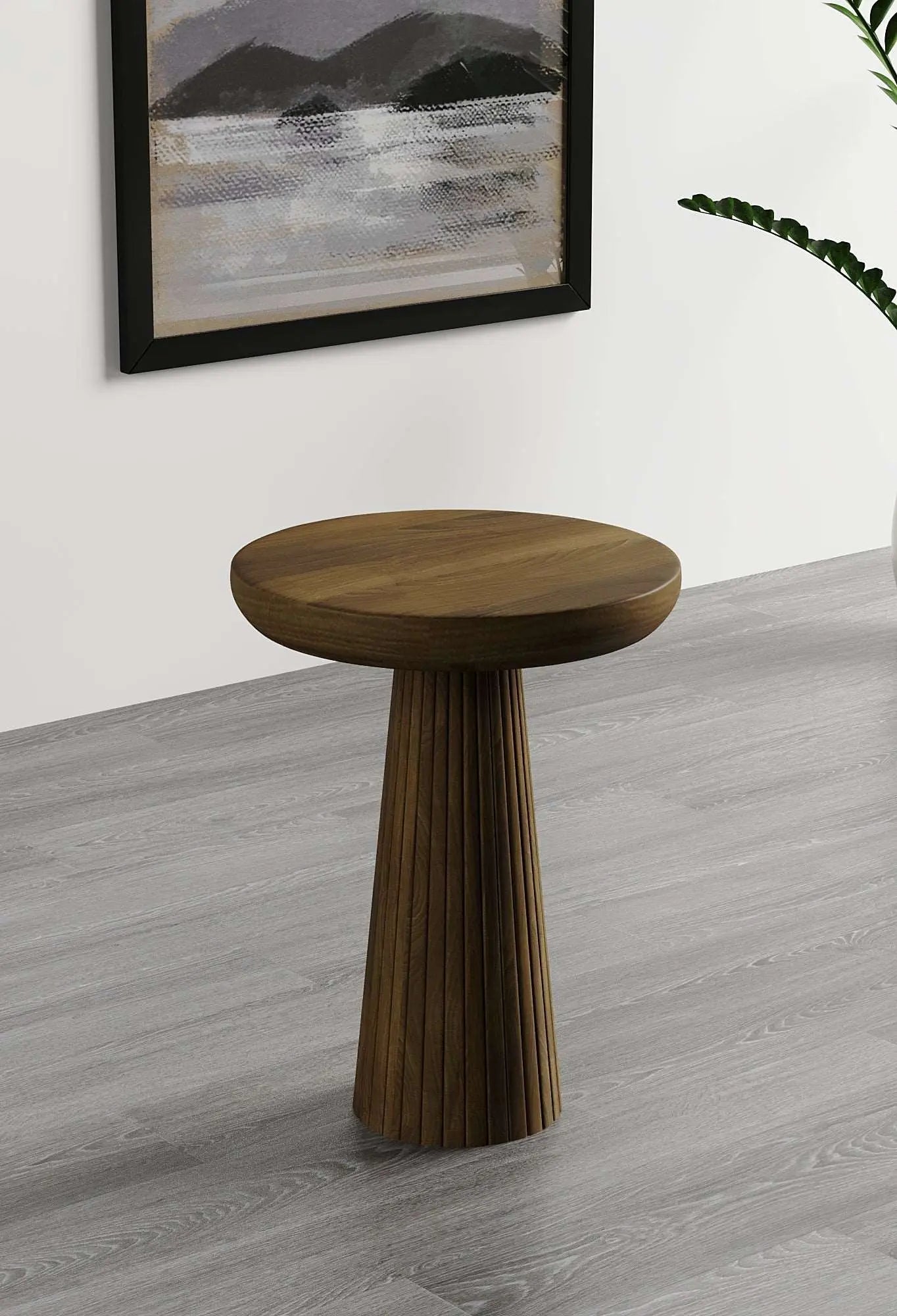 Ottawa Dark Walnut Mushroom Round Nested & Side Table Medium