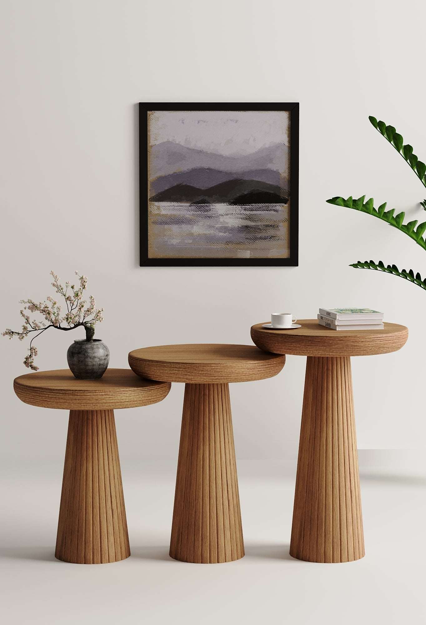 Ottawa Medium Walnut Mushroom Round Nested & Side Table