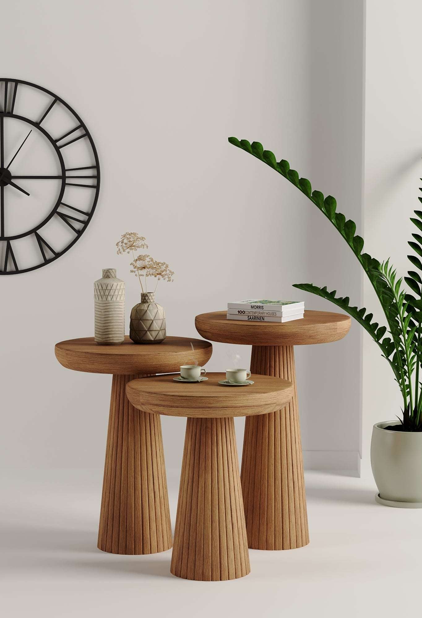 Ottawa Medium Walnut Mushroom Round Nested & Side Table